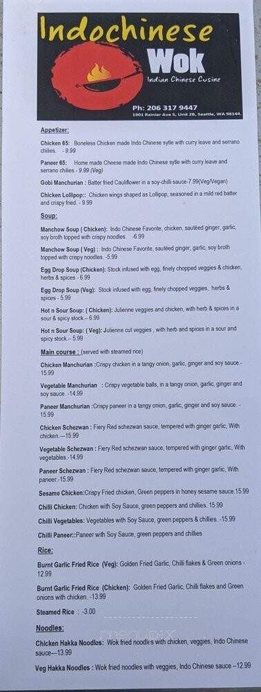 Indochinese Wok - Bellevue, WA menu_pic