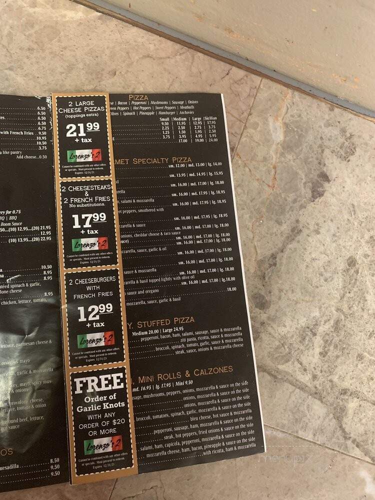 Lorenzos Pizza 2 - Allentown, PA menu_pic