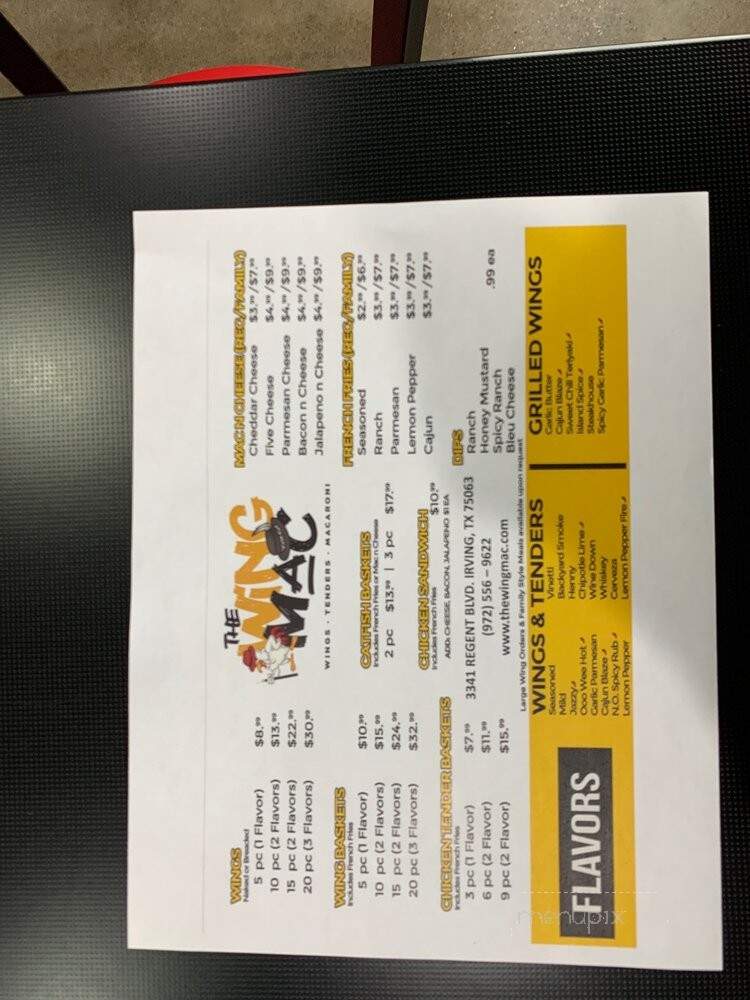 Wing Mac - Irving, TX menu_pic