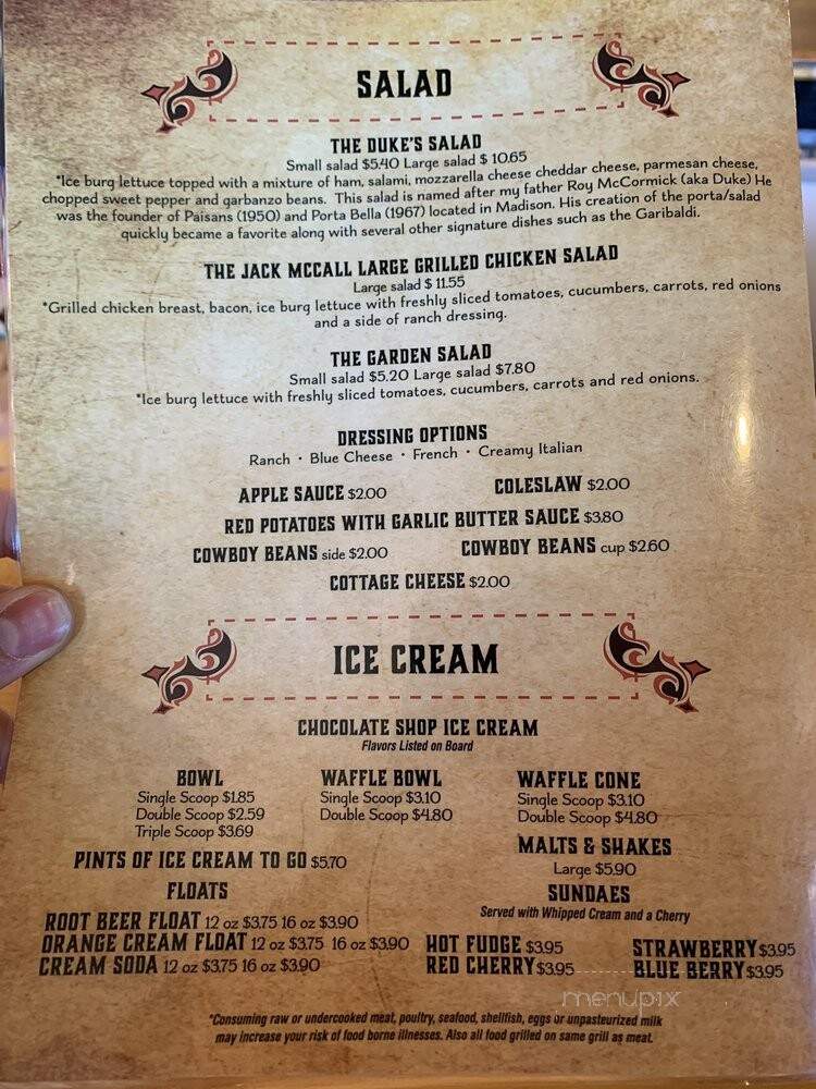 Chuckwagon Cowboy Burgers - Richland Center, WI menu_pic