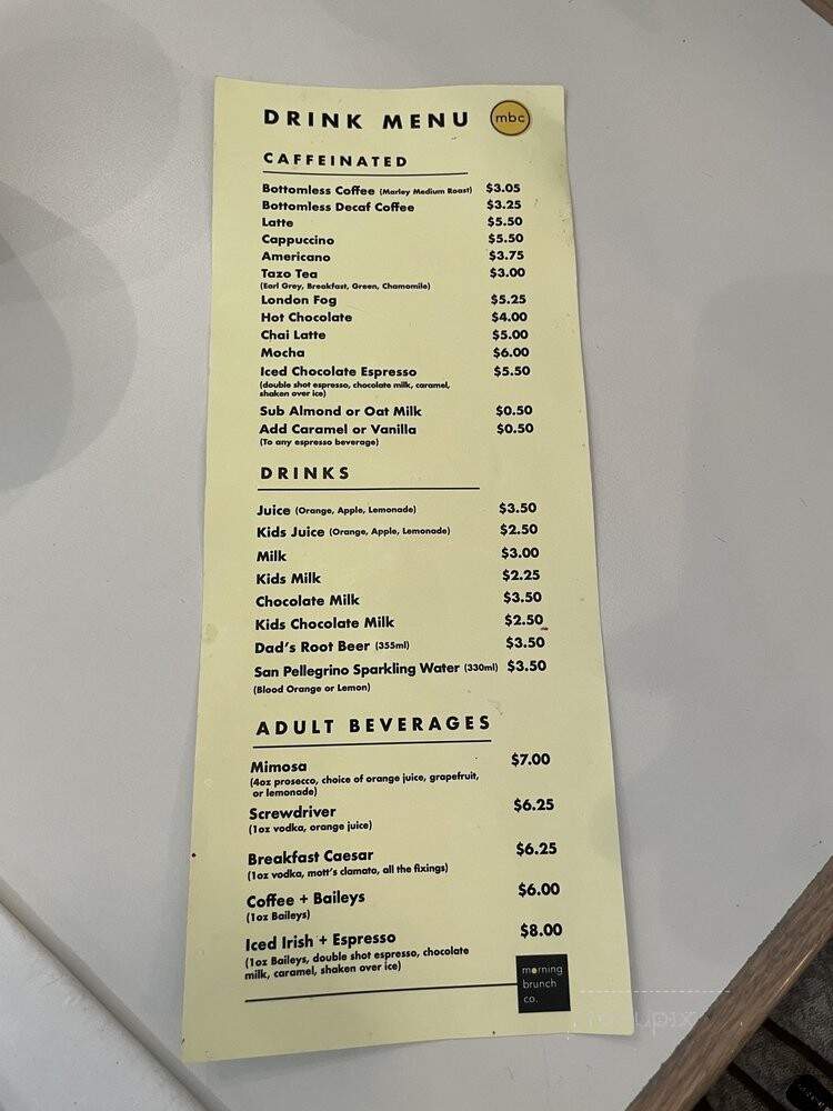 Morning Brunch Co. - Calgary, AB menu_pic