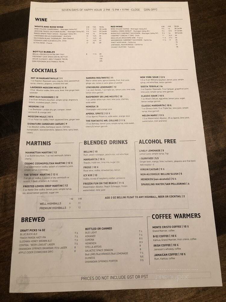 The Other Place Kitchen & Bar - Abbotsford, BC menu_pic
