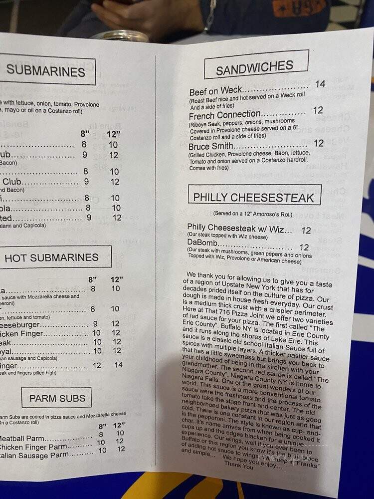 That 716 Pizza Joint - Lakeland, FL menu_pic