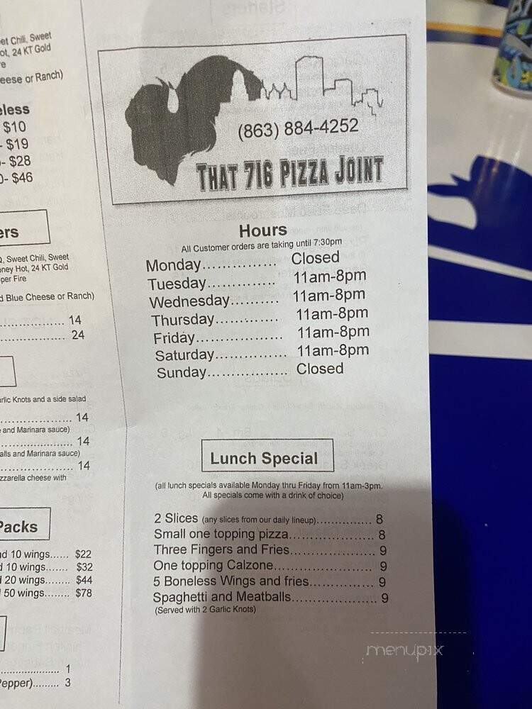 That 716 Pizza Joint - Lakeland, FL menu_pic