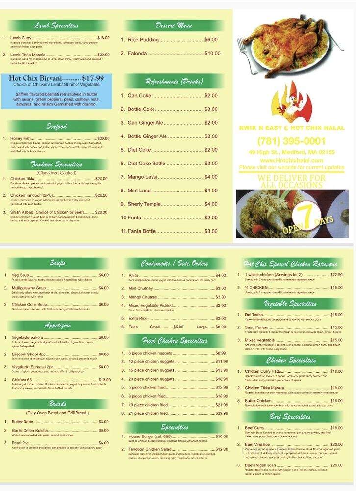 Hot Chix Halal - Medford, MA menu_pic