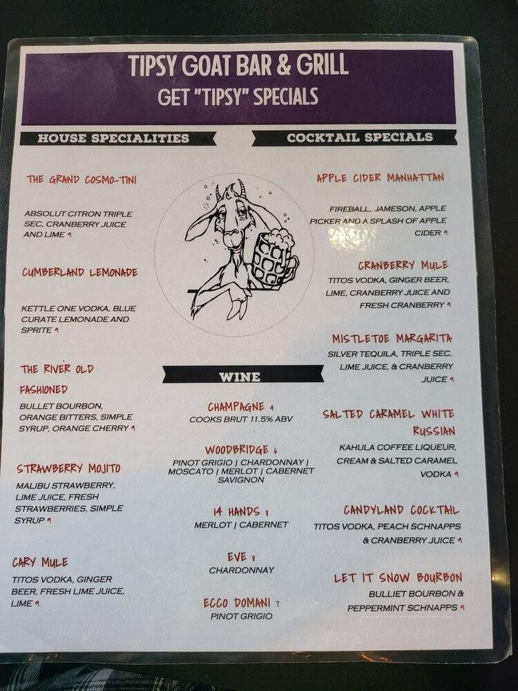 Tipsy Goat Bar & Grill - River Grove, IL menu_pic