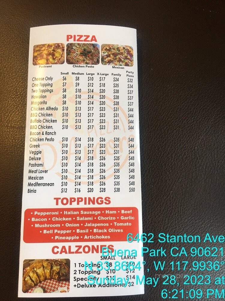 Pizza D'Amore - Buena Park, CA menu_pic