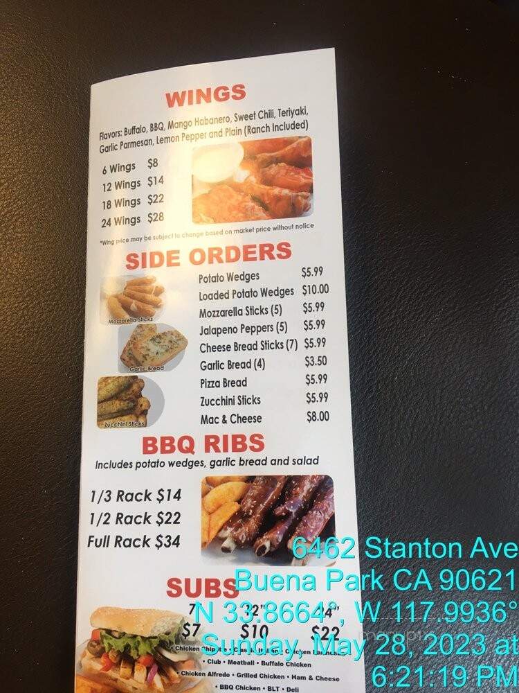 Pizza D'Amore - Buena Park, CA menu_pic