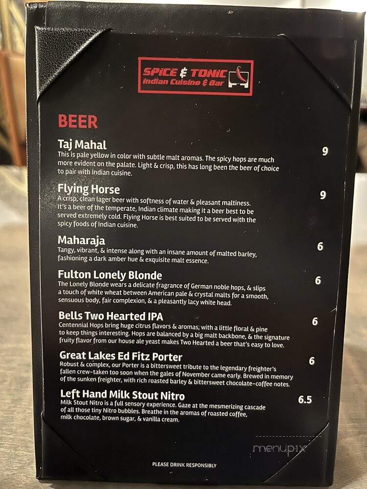 Spice & Tonic - Minneapolis, MN menu_pic