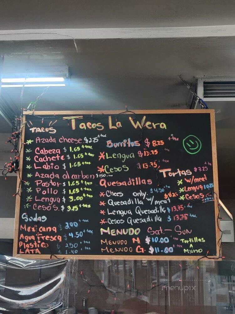 Tacos La Wera - Whittier, CA menu_pic
