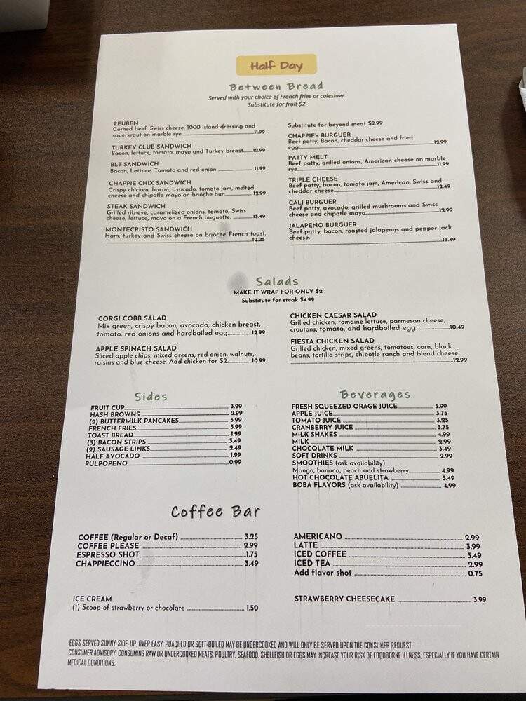 Chappie's Cafe - Palatine, IL menu_pic