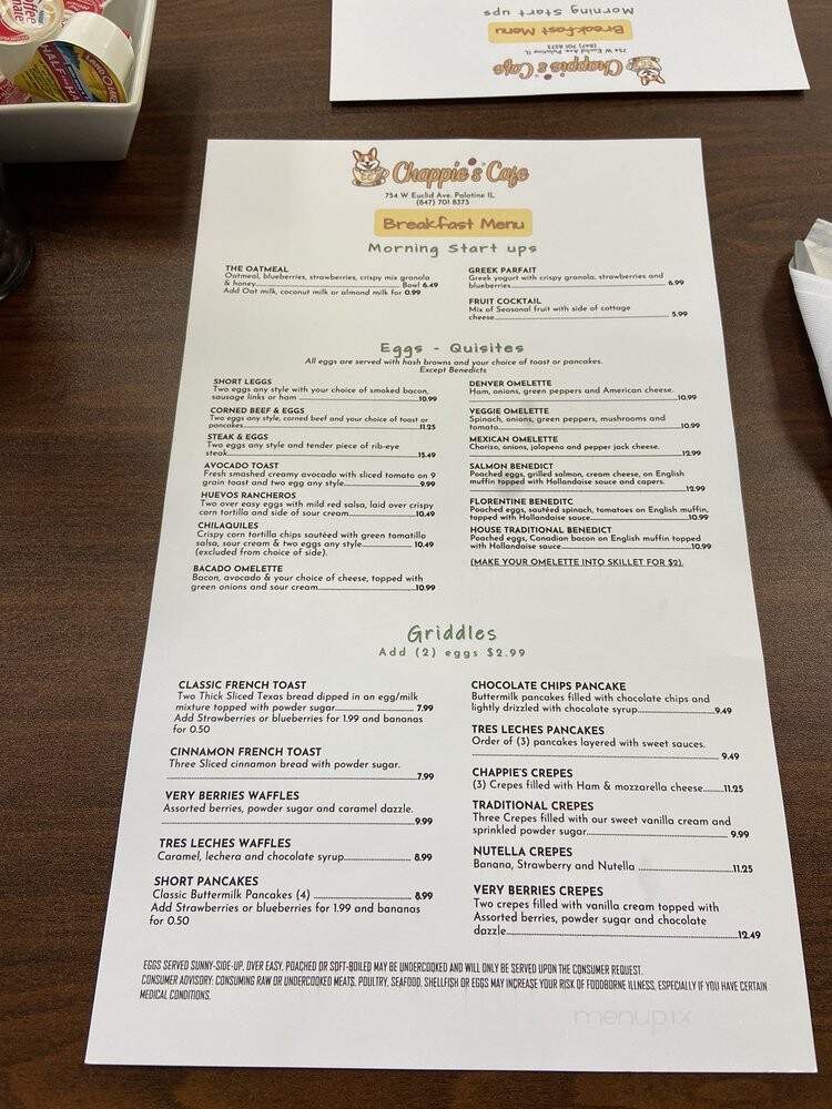 Chappie's Cafe - Palatine, IL menu_pic