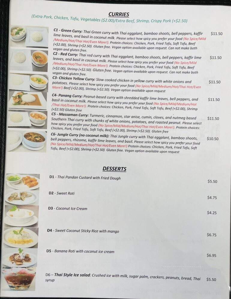 Thong's Authentic Thai Restaurant - Green Bay, WI menu_pic