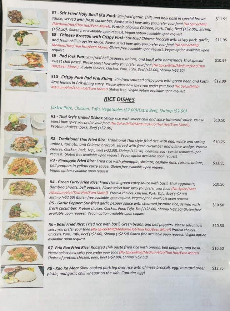 Thong's Authentic Thai Restaurant - Green Bay, WI menu_pic