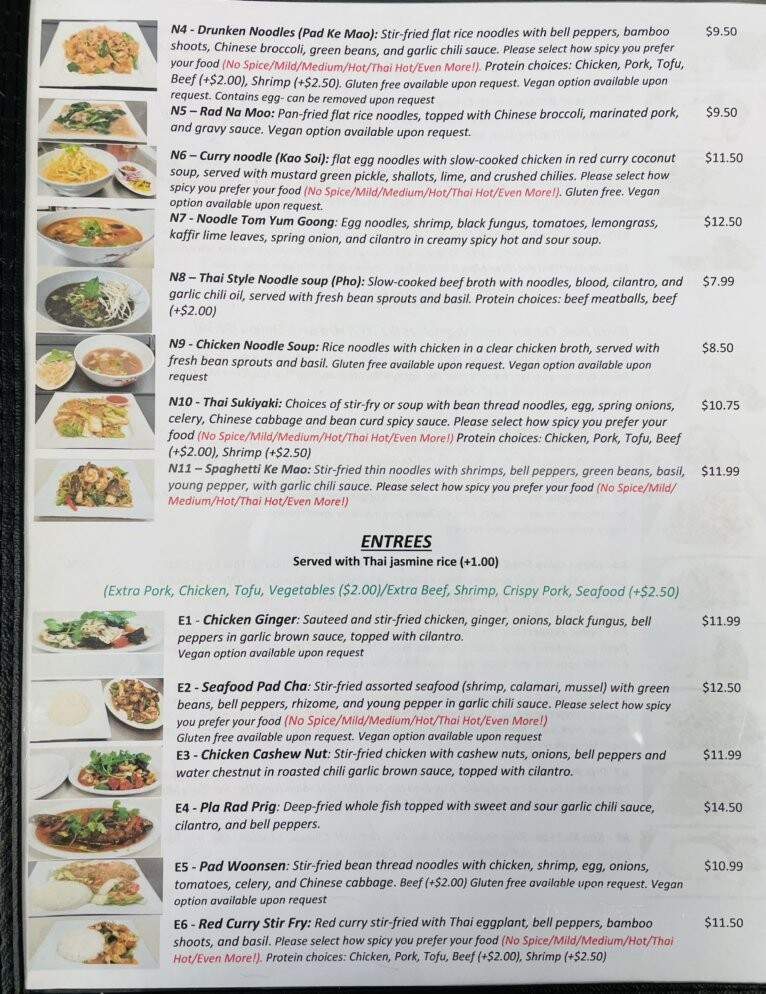 Thong's Authentic Thai Restaurant - Green Bay, WI menu_pic