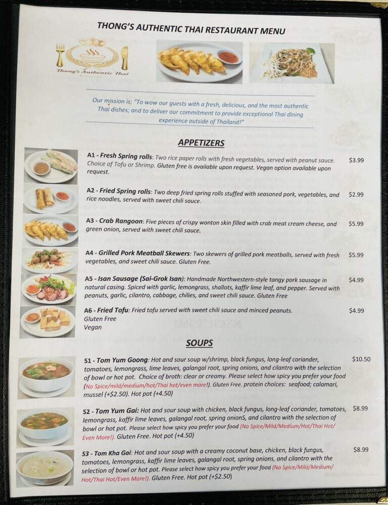 Thong's Authentic Thai Restaurant - Green Bay, WI menu_pic