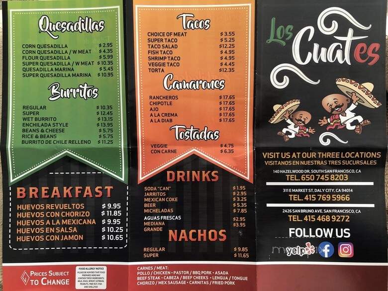 Los Cuates - San Francisco, CA menu_pic
