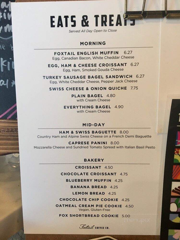 Foxtail Coffee - Newnan, GA menu_pic