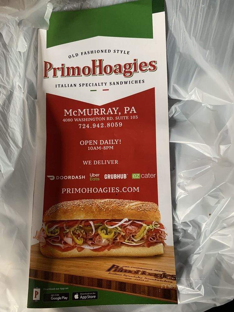 PrimoHoagies - McMurray, PA menu_pic