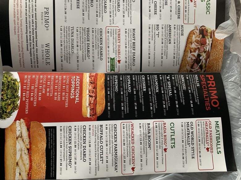 PrimoHoagies - McMurray, PA menu_pic