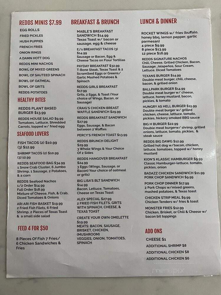 Redds - Houston, TX menu_pic