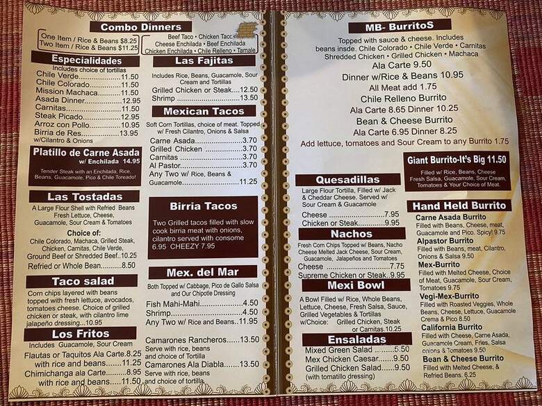 Mission Burrito - Los Angeles, CA menu_pic