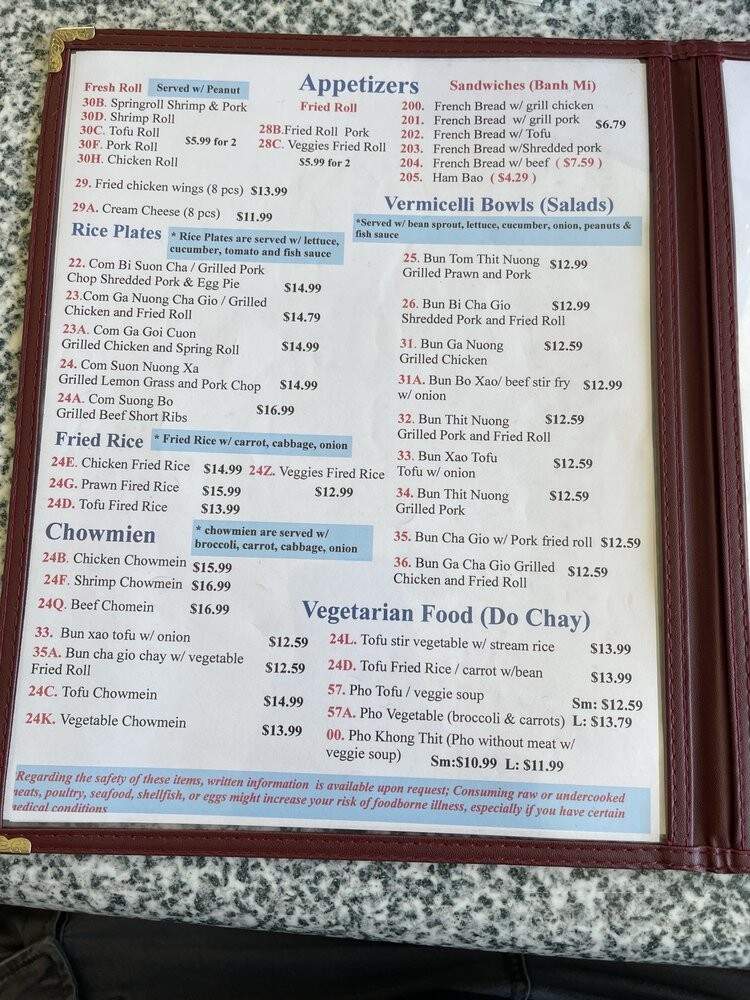 Pho Lynn - Olympia, WA menu_pic