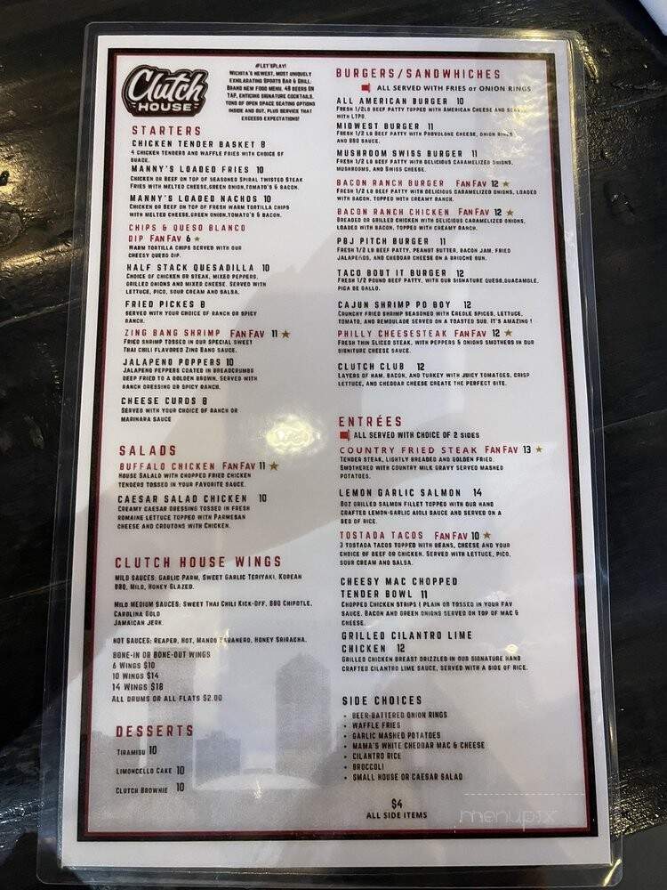Clutch House - Wichita, KS menu_pic