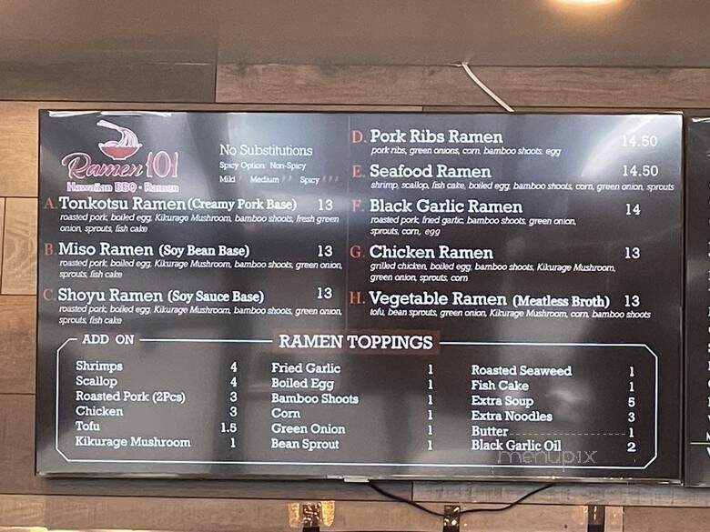 Ramen 101 - Pittsburg, CA menu_pic