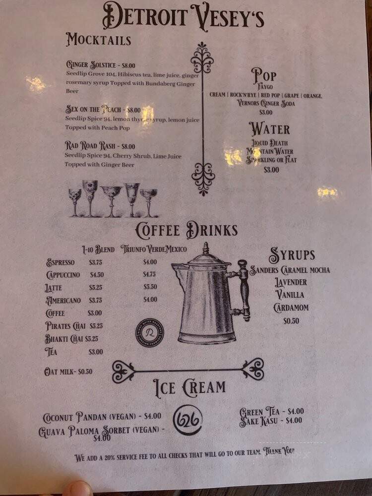 Detroit Vesey's - Los Angeles, CA menu_pic