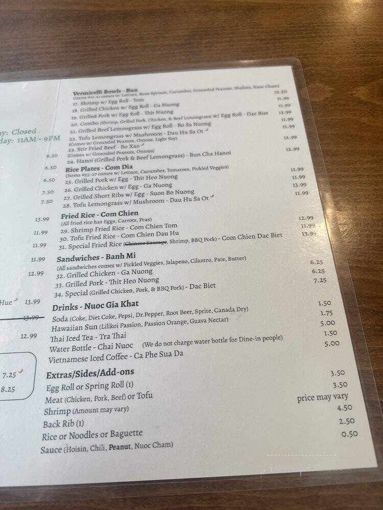 Lunar's Pho - Tacoma, WA menu_pic