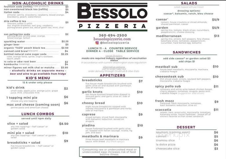 Bessolo Pizzeria - Vancouver, WA menu_pic