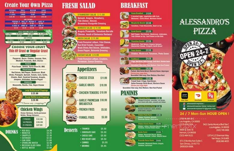 Alessandro's Pizza Italian Restaurant - San Fernando Valley, CA menu_pic