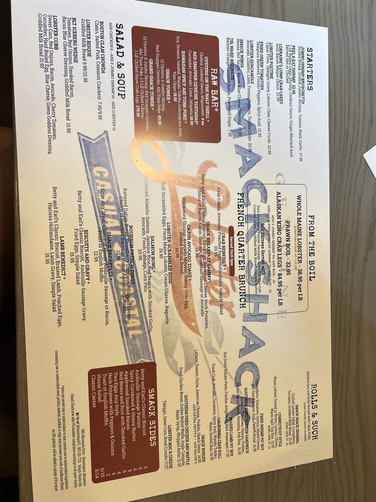 Smack Shack - Minneapolis, MN menu_pic