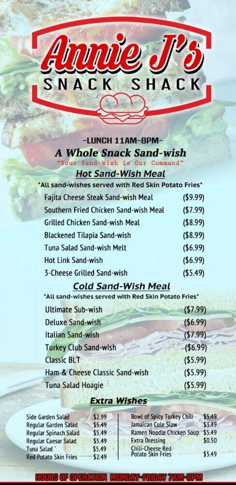 Annie J's Snack Shack - Atlanta, GA menu_pic