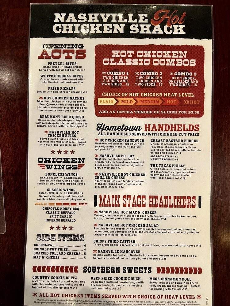 Nashville Hot Chicken Shack - Beaumont, TX menu_pic