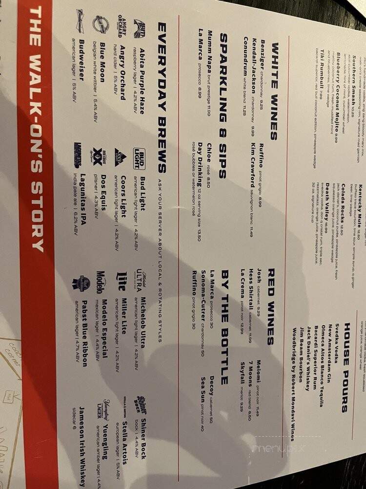 Walk-On's Sports Bistreaux - Birmingham, AL menu_pic