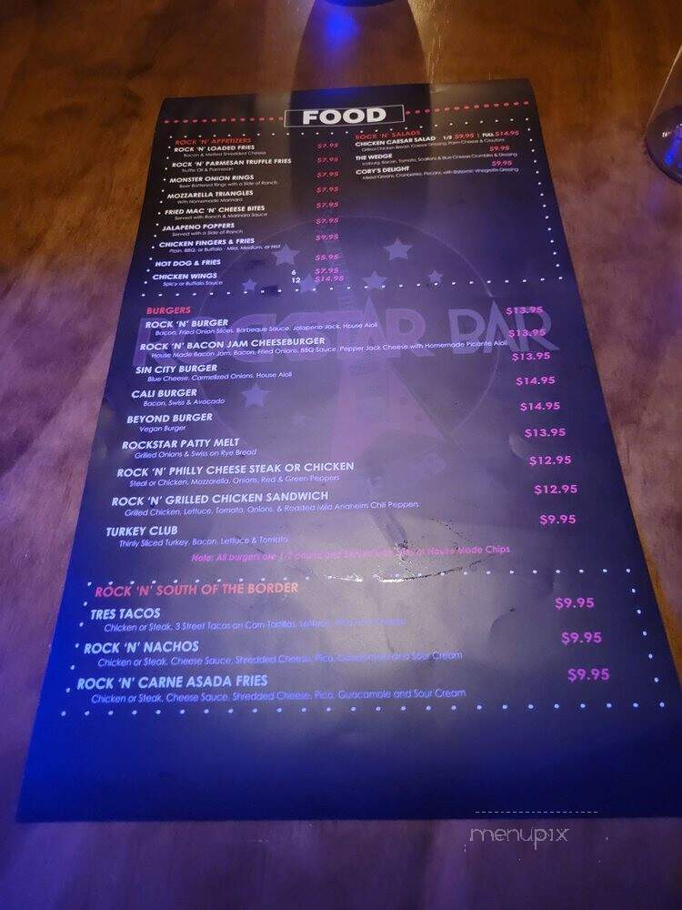 Rockstar Bar - Las Vegas, NV menu_pic