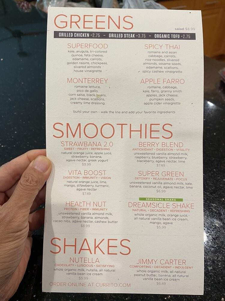 Currito - Glenview, IL menu_pic