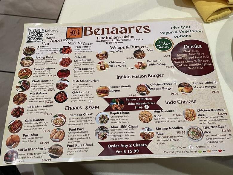 Benaares - Sacramento, CA menu_pic