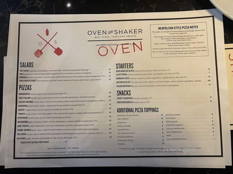 Oven and Shaker - Lake Oswego, OR menu_pic
