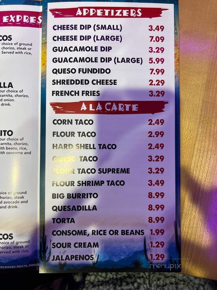 Real Taco Express - Troy, MI menu_pic