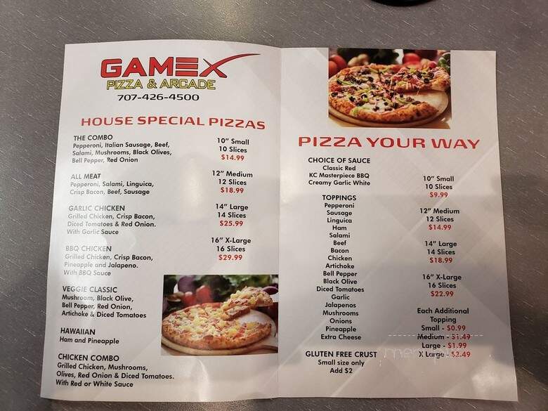 GameX Pizza & Arcade - Fairfield, CA menu_pic