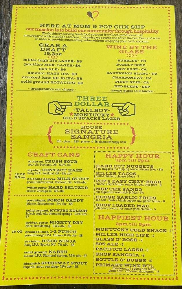 Mom & Pop Chx Shp - Cameron Park, CA menu_pic