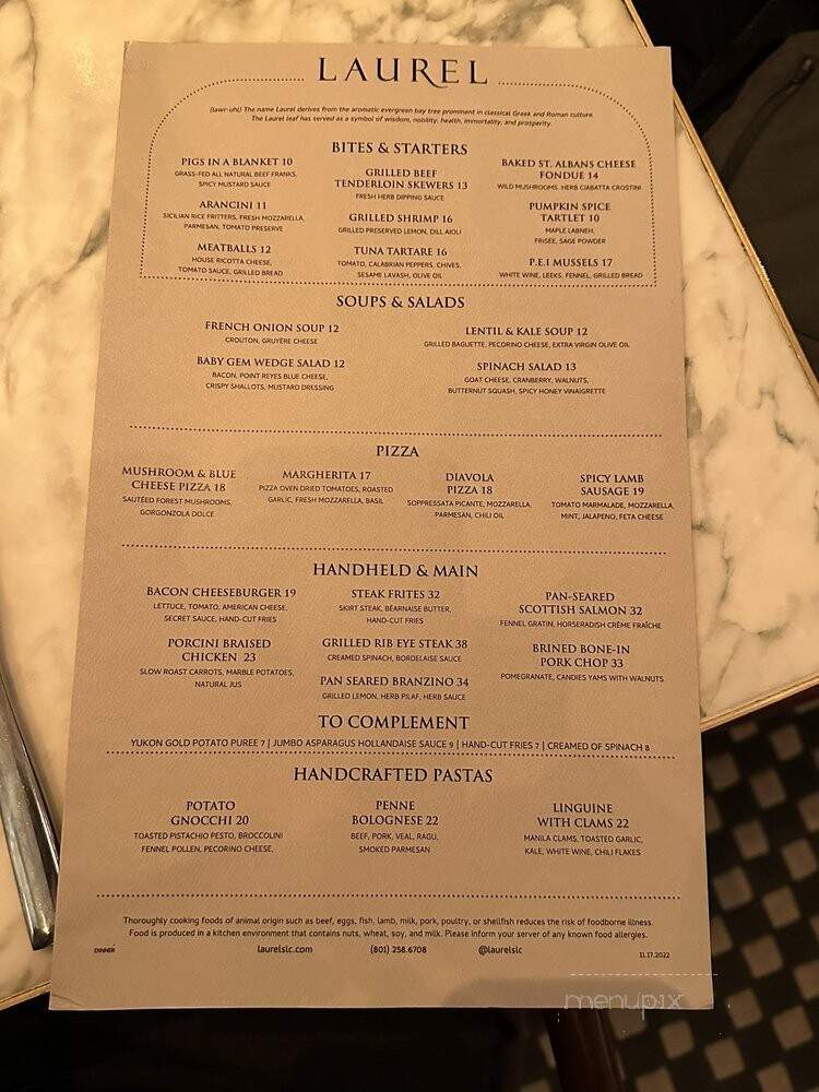 Laurel Brasserie & Bar - Salt Lake City, UT menu_pic
