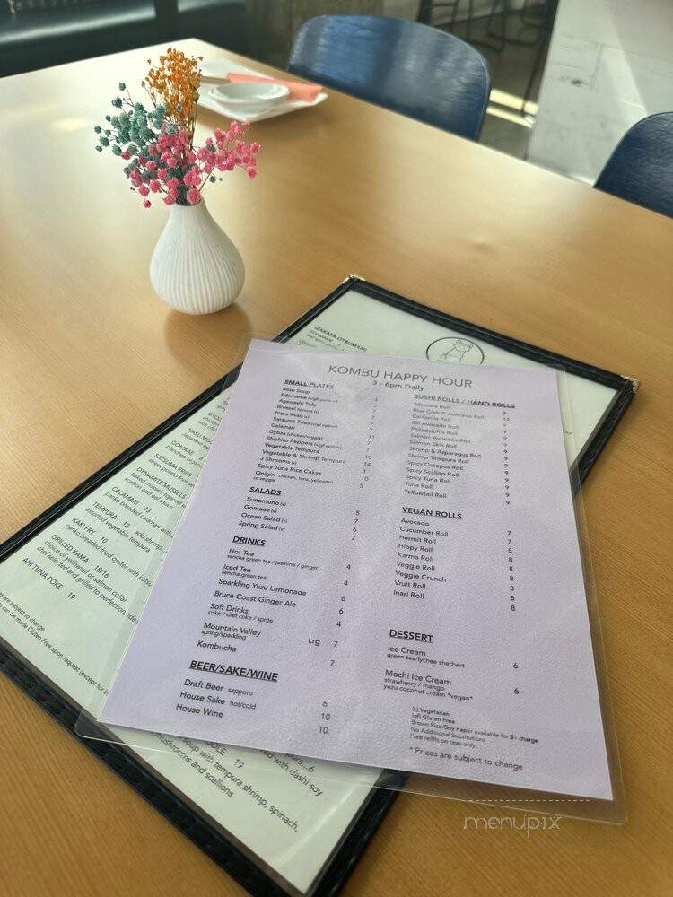 Kombu Sushi - Los Angeles, CA menu_pic