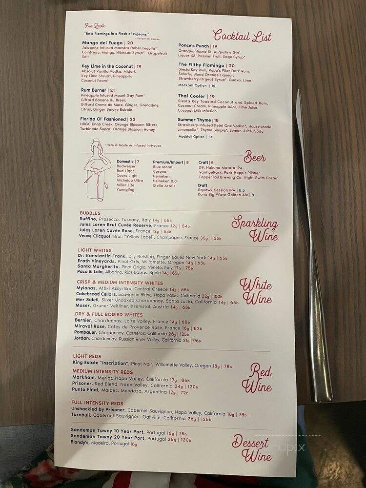 Four Flamingos - Orlando, FL menu_pic