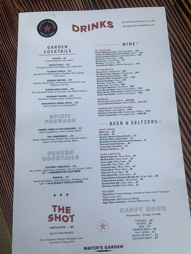 Mayer's Garden - Dallas, TX menu_pic