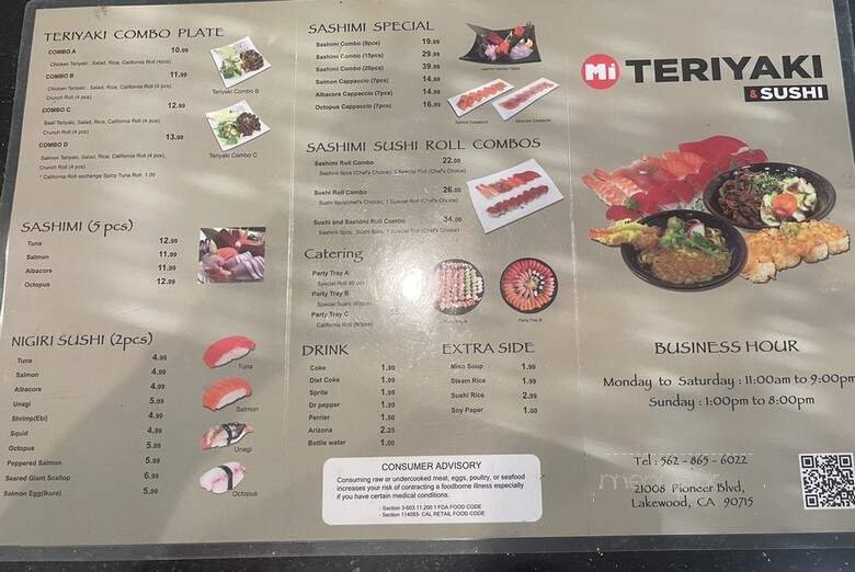 Mi Teriyaki & Sushi - Lakewood, CA menu_pic