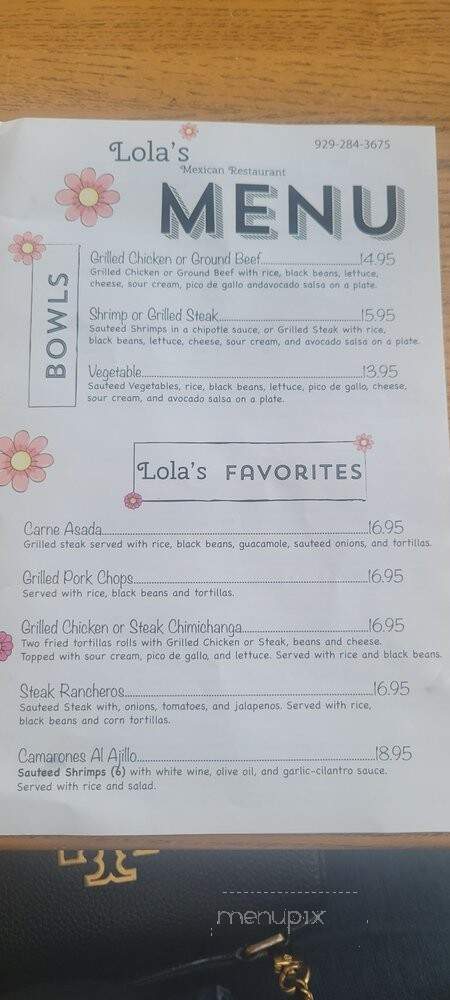 Lola's Mexican Restaurant - Brooklyn, NY menu_pic